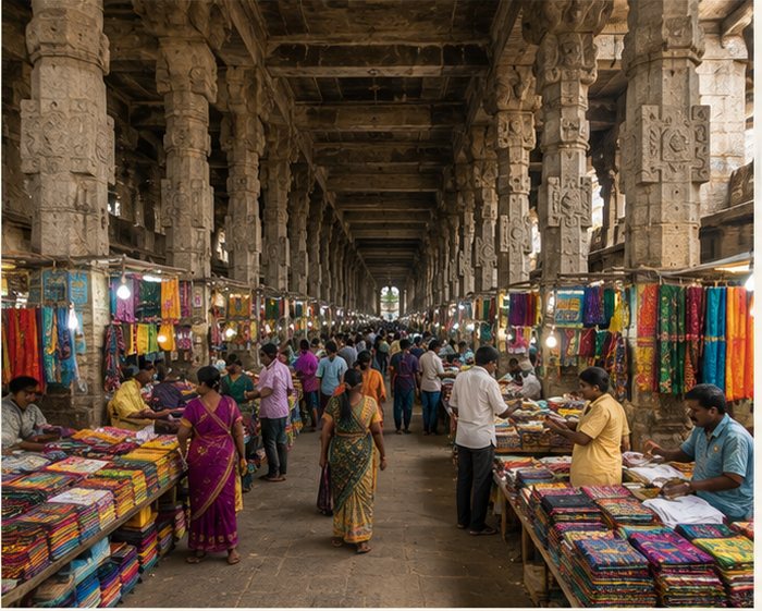 Pudhu Mandapam pillared market hall